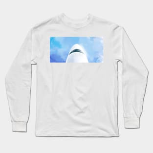 A plane in the sky | Civil aviation | Avia | Blue sky | hand drawn digital painting Long Sleeve T-Shirt